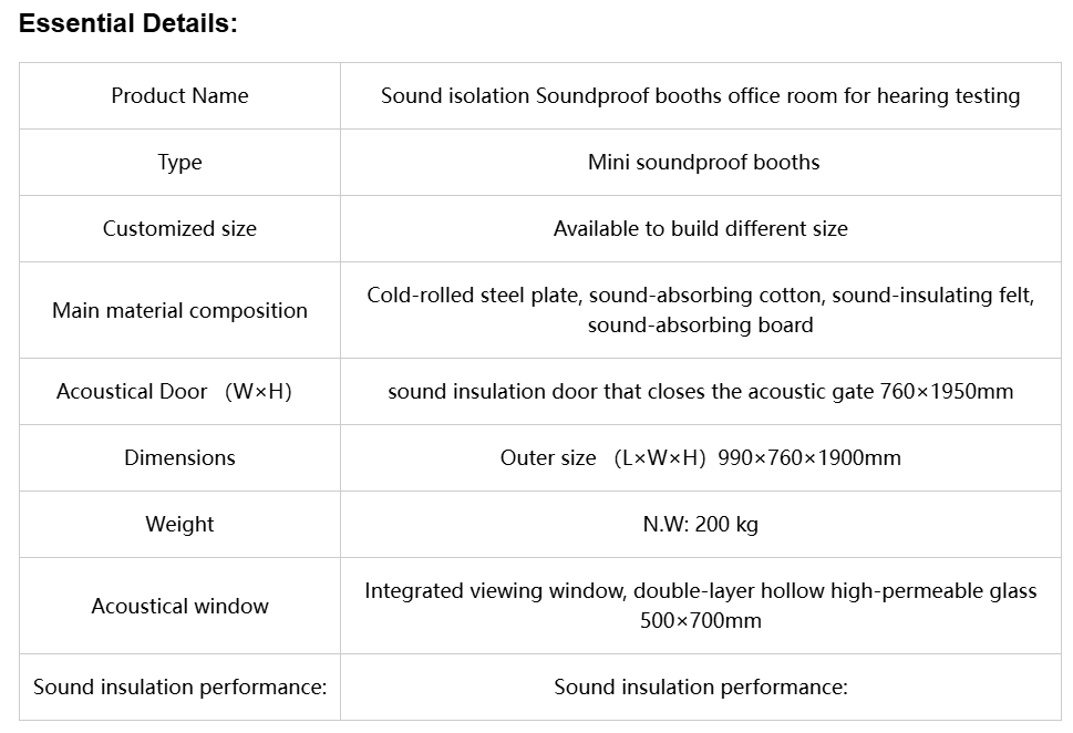 Sound Isolation Soundproof Booths Office Room For Hearing Testing